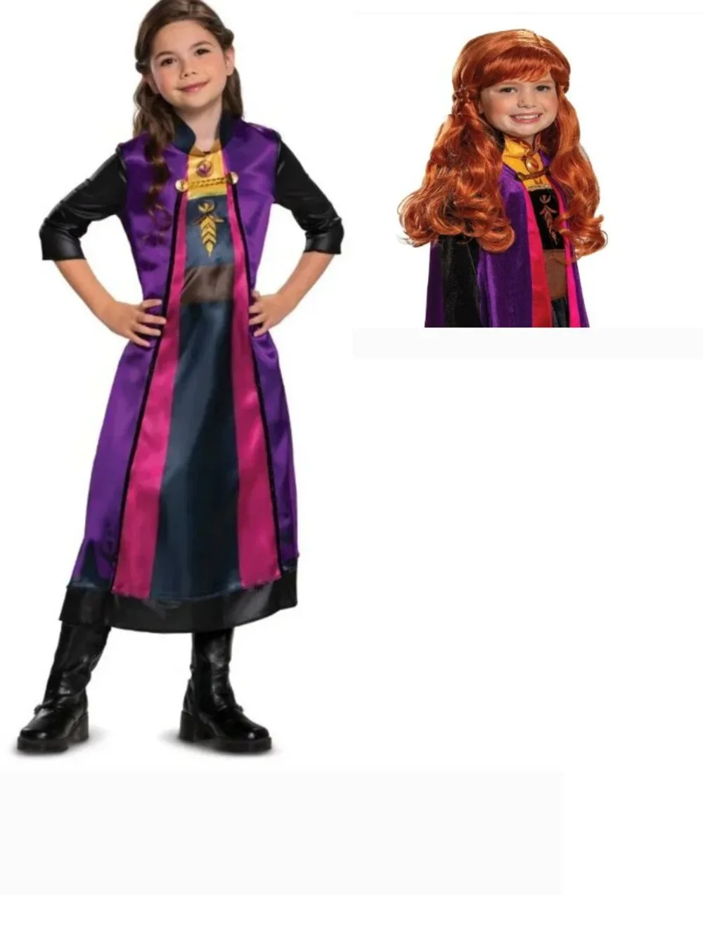 Princess Anna Dress & Wig Halloween Costume 4/6 Disney Frozen Purple Girls